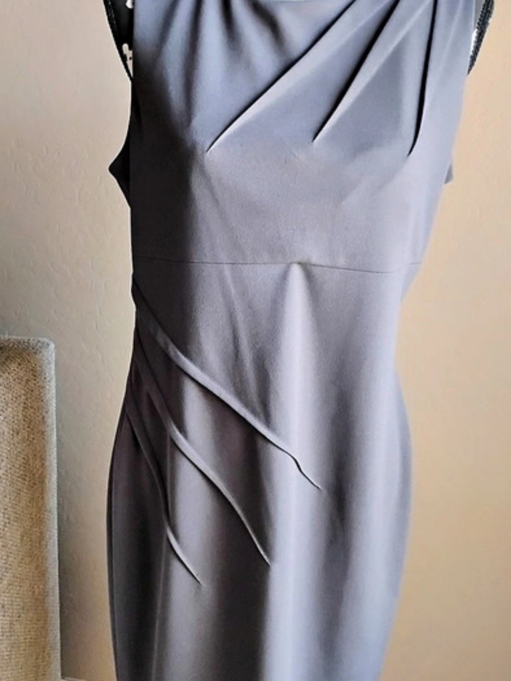 Calvin Klein Sleeveless Draped Midi Dress in Gray Size 12